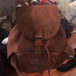Brown leather backpack